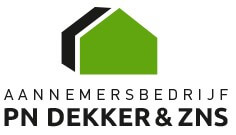 PN Dekker & ZNS construction logo with a green house icon and dark outline.