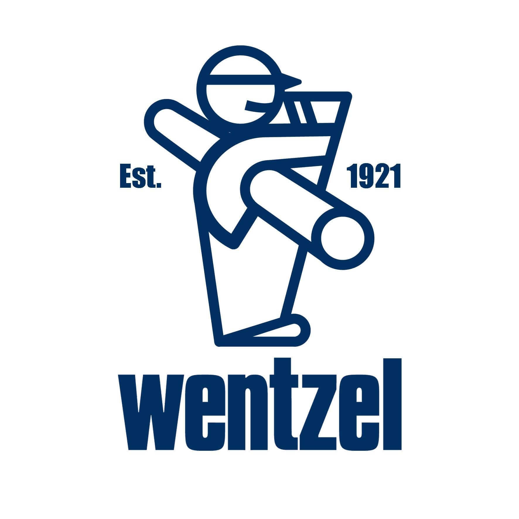 Blue line-art logo showing a hand gripping a stylized document/flag with the text 'Est. 1921' on the right and 'Wentzell' below.
